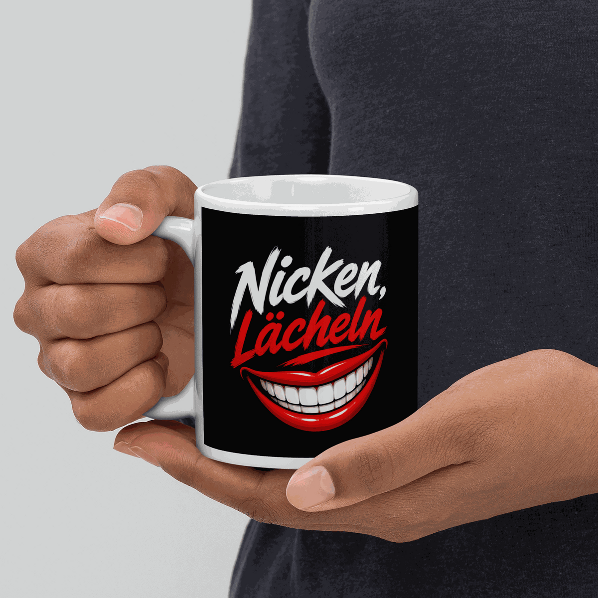 Kaffeetasse aus Keramik mit motivierendem Spruch und glänzendem Aufdruck