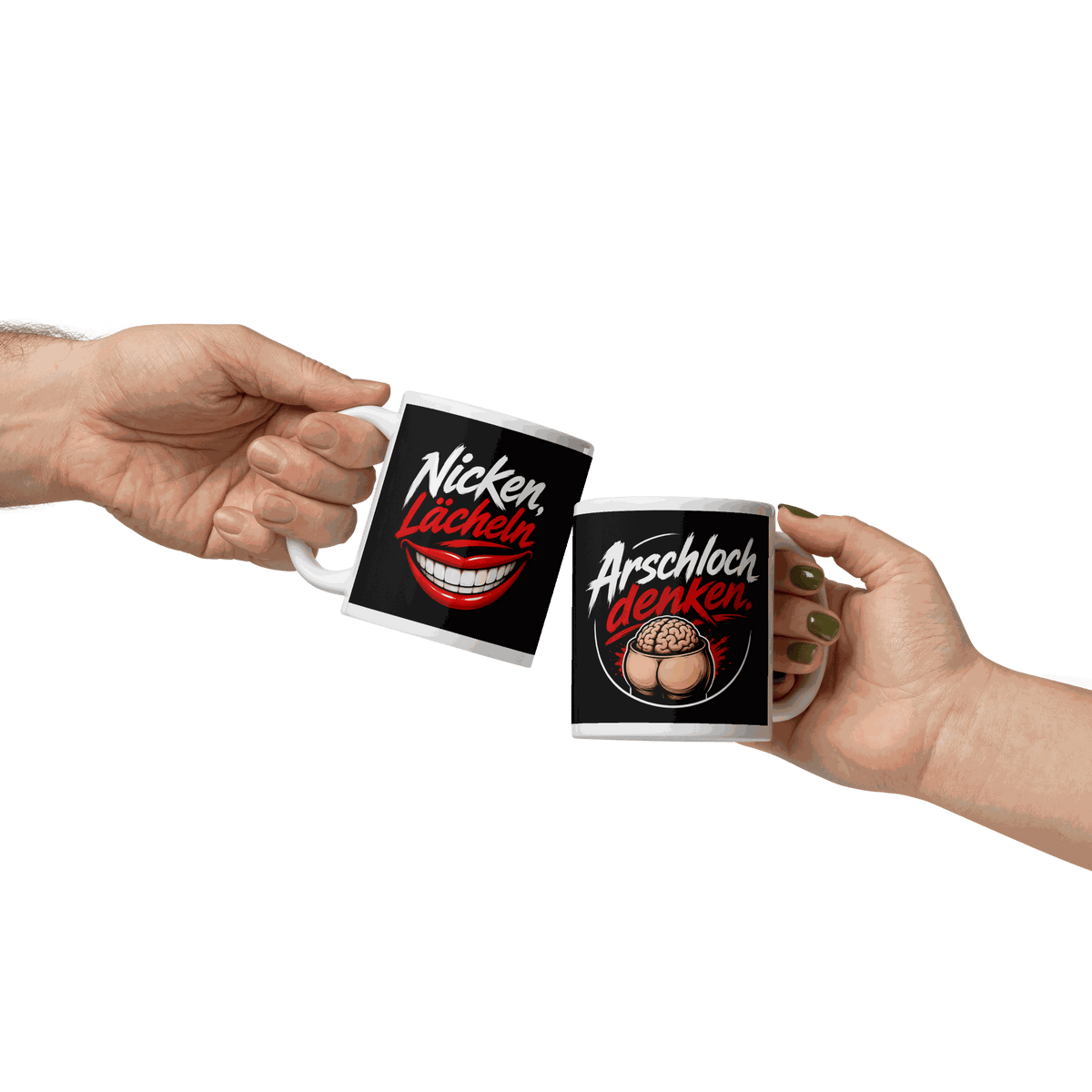 robuste keramik kaffeetasse mit leuchtendem aufdruck und motivierendem spruch