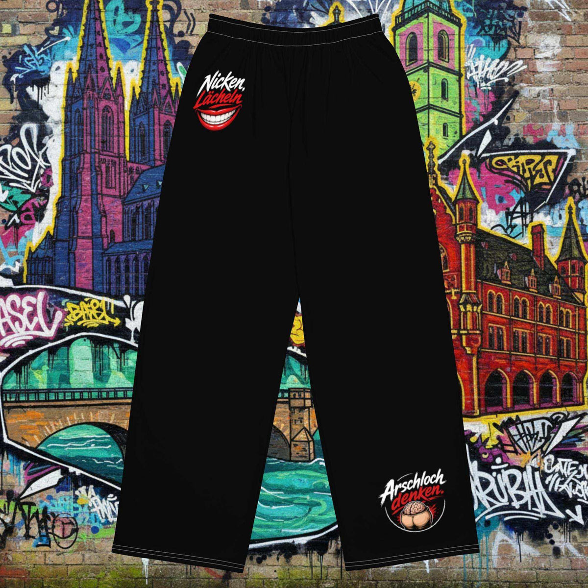 Unisex Hose mit weitem Bein und Allover-Druck elastischer Bund