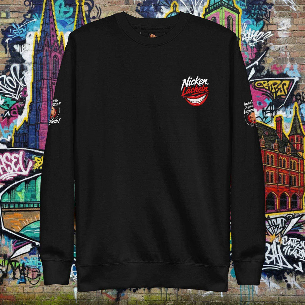 Unisex-Premium-Pullover aus Baumwolle mit geripptem Rundhalsausschnitt und Fleece-Innenseite