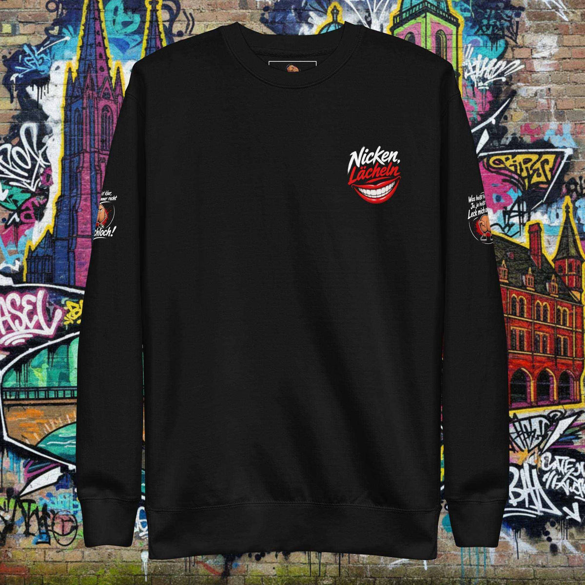 Unisex-Premium-Pullover aus Baumwolle mit geripptem Rundhalsausschnitt und Fleece-Innenseite