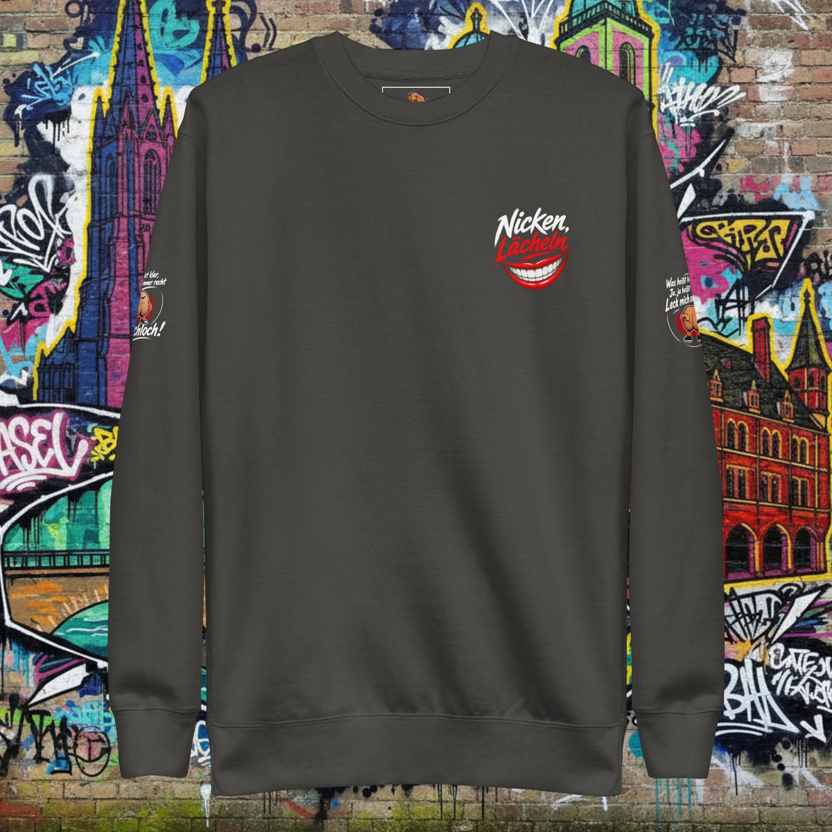 Unisex-Premium-Pullover mit geripptem Rundhalsausschnitt und weicher Fleece-Innenseite